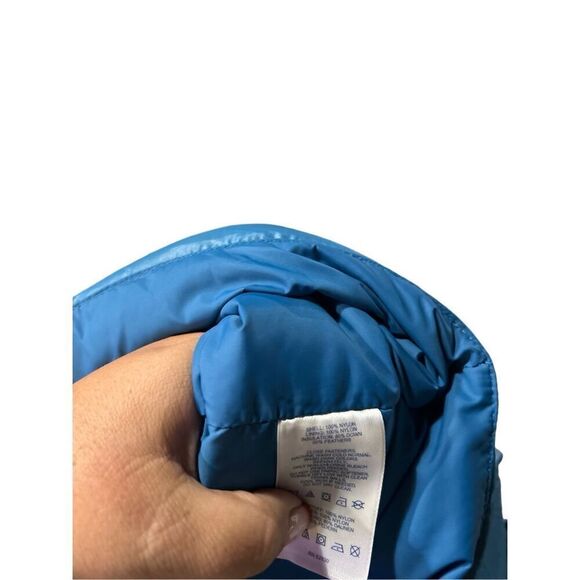 Lands End Womens Medium Vest Down Puffer Teal Blue Quilted Snap Front 10-12 - Picture 2 of 4